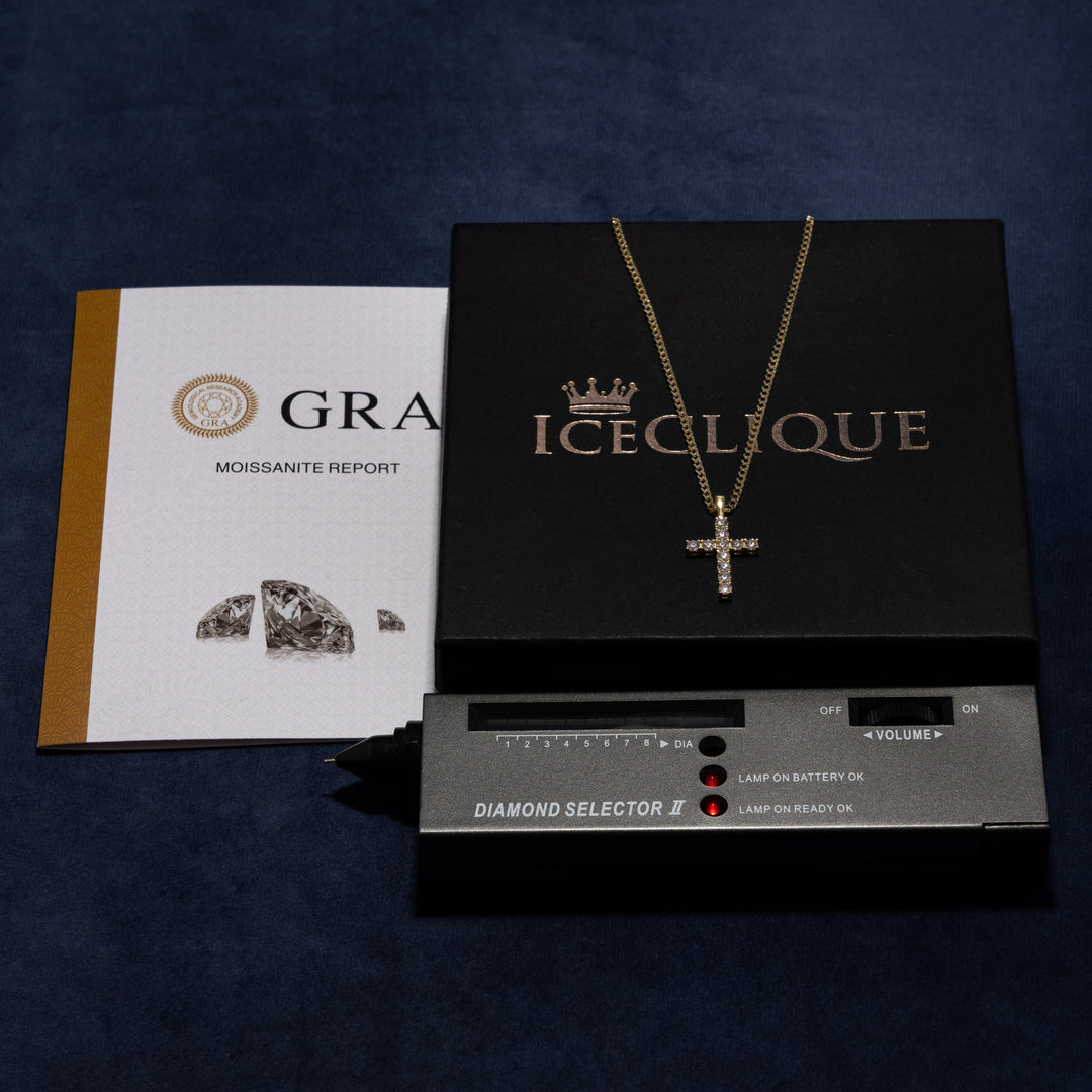 4.5ct Cross Pendant - Moissanite & S925 (Free S925 2mm Cuban Chain) - ICECLIQUE JEWELRY