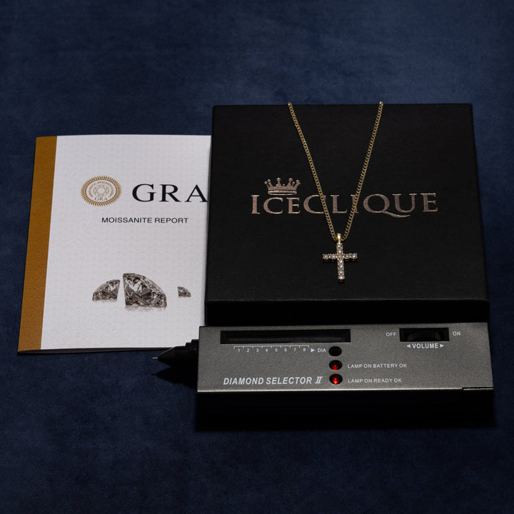 4.5ct Cross Pendant - Moissanite & S925 (Free S925 2mm Cuban Chain) - ICECLIQUE JEWELRY