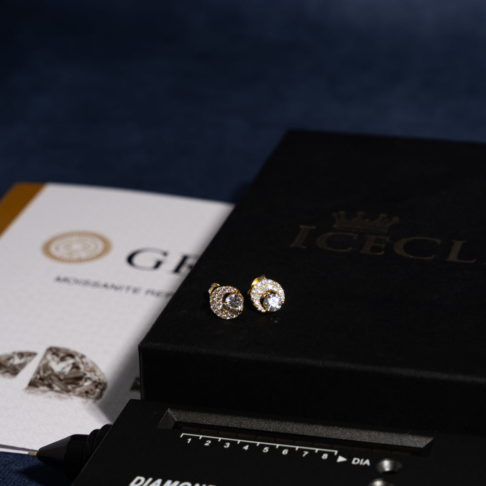 1ct Moon Earrings - Moissanite & S925 - ICECLIQUE JEWELRY