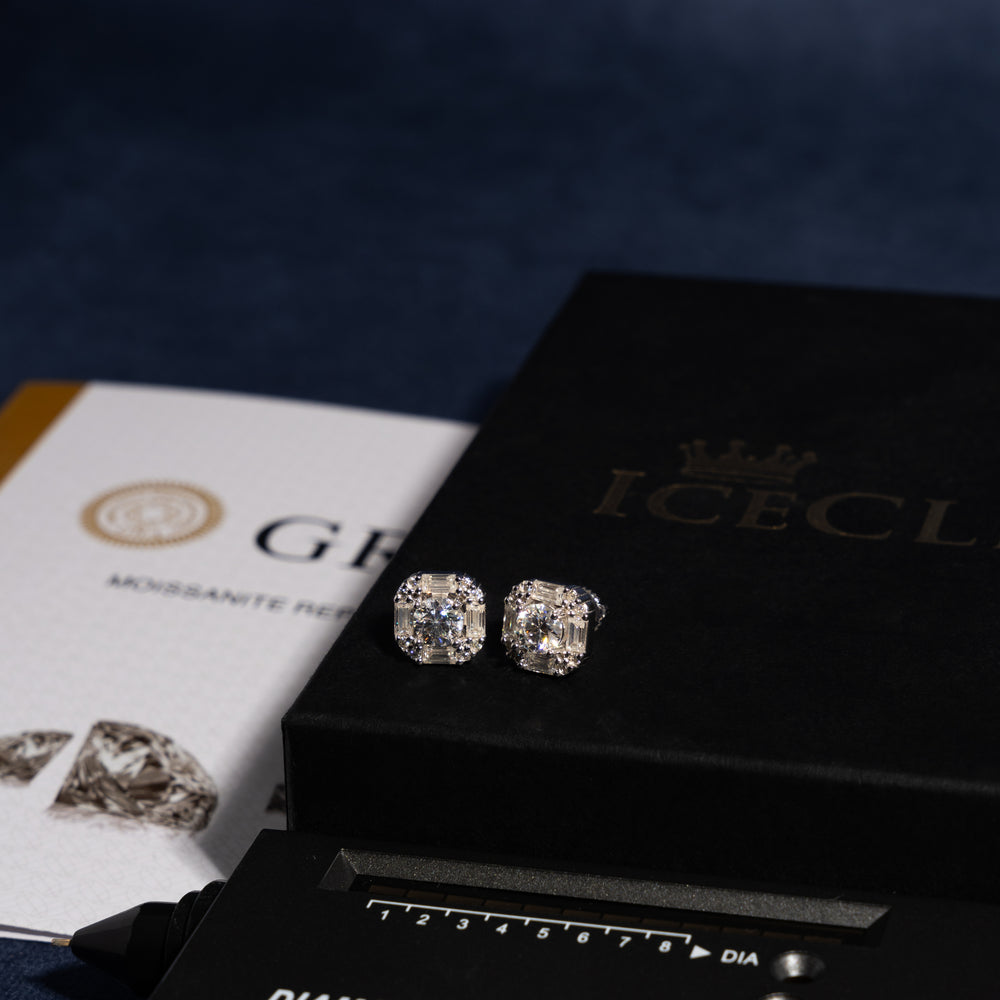 11mm Baguette Earrings - Moissanite & S925 - ICECLIQUE JEWELRY
