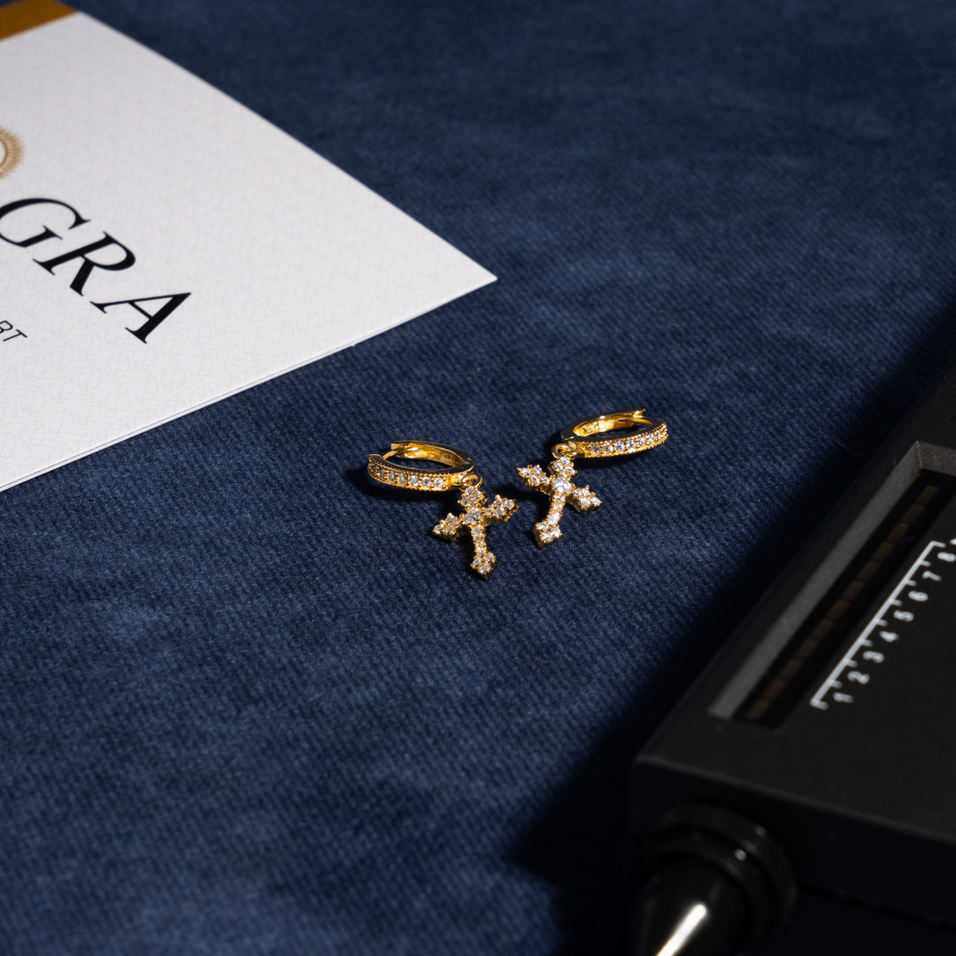 Cross Earrings - Moissanite & S925 - ICECLIQUE JEWELRY