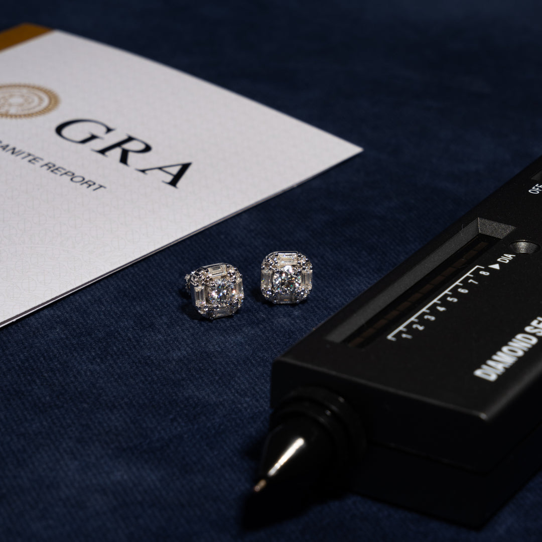 11mm Baguette Earrings - Moissanite & S925 - ICECLIQUE JEWELRY