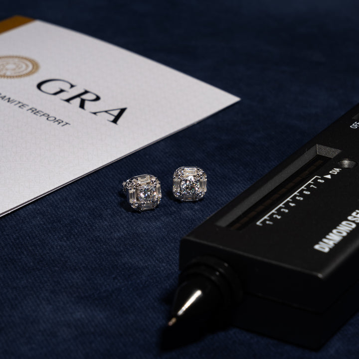 11mm Baguette Earrings - Moissanite & S925 - ICECLIQUE JEWELRY