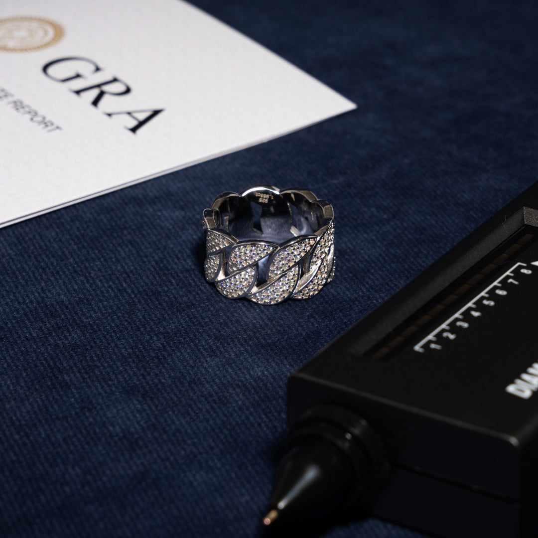 Cuban Ring - Moissanite & S925 - ICECLIQUE JEWELRY