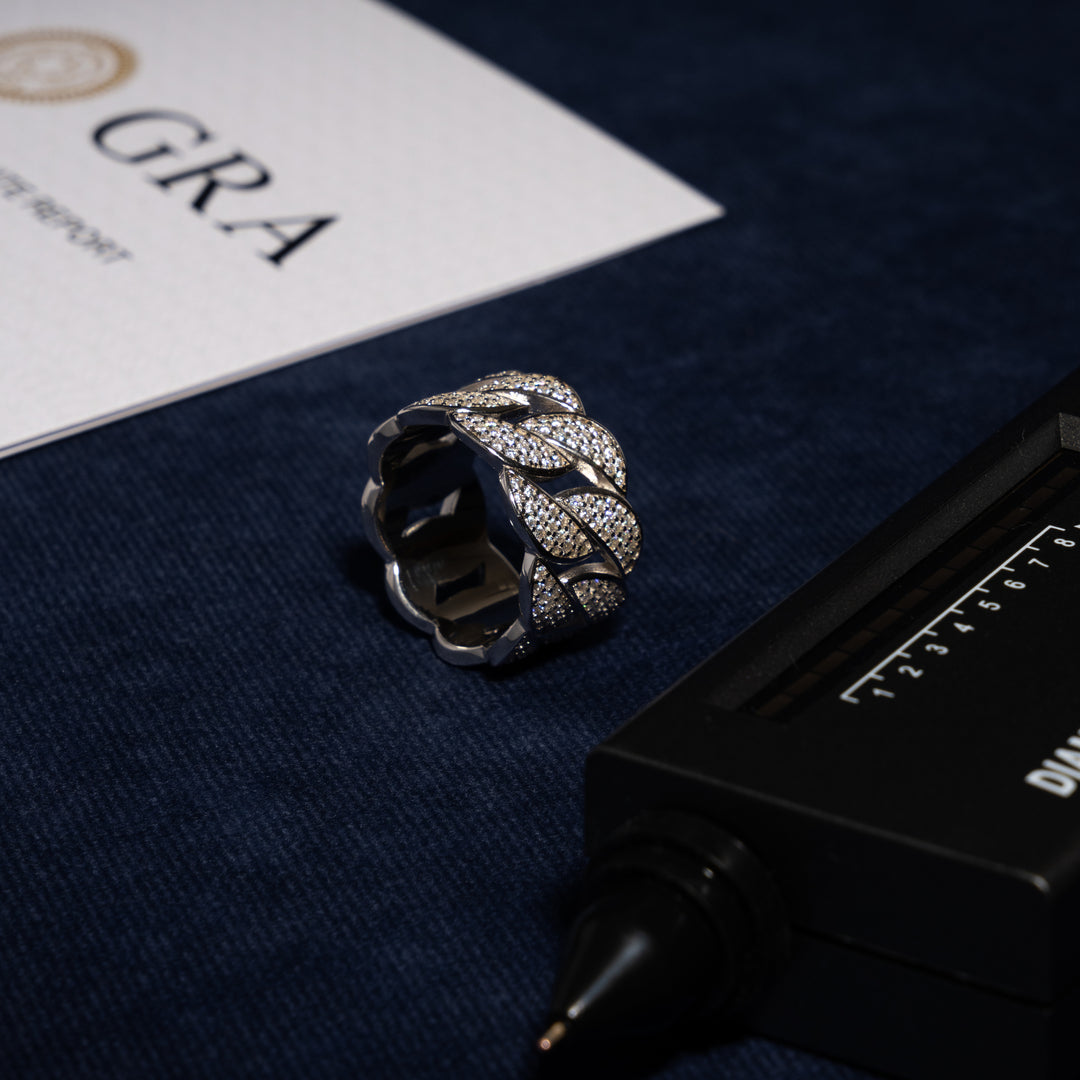 Cuban Ring - Moissanite & S925 - ICECLIQUE JEWELRY