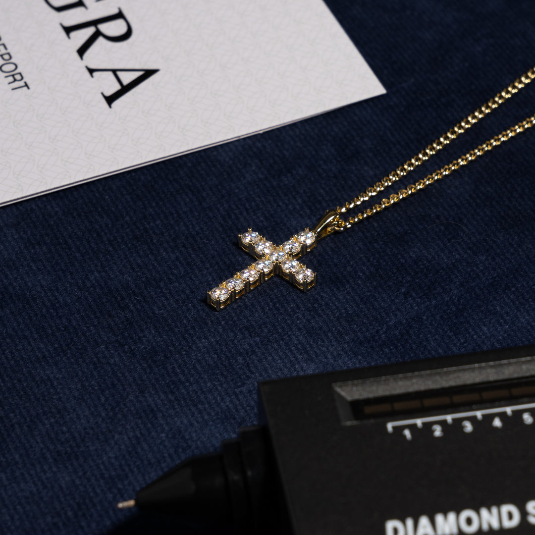 4.5ct Cross Pendant - Moissanite & S925 (Free S925 2mm Cuban Chain) - ICECLIQUE JEWELRY