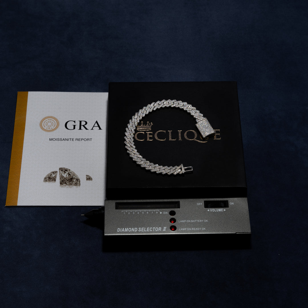 10MM Cuban Bracelet - Moissanite & S925 - ICECLIQUE JEWELRY