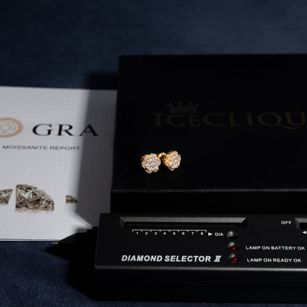 10mm Flower Earrings - Moissanite & S925 - ICECLIQUE JEWELRY