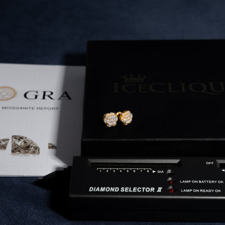10mm Flower Earrings - Moissanite & S925 - ICECLIQUE JEWELRY