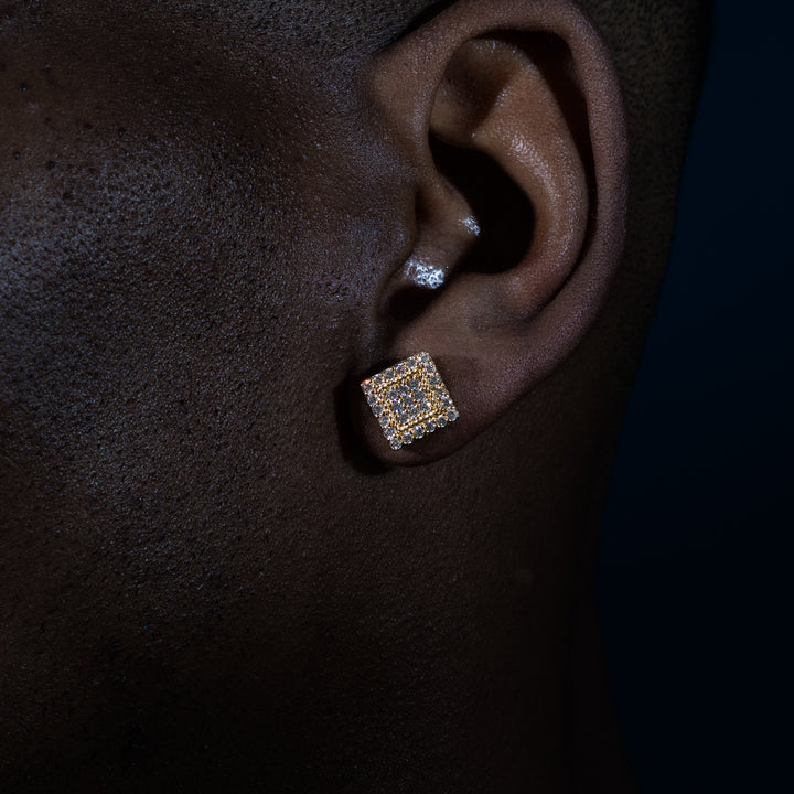 10mm 0.87ct Square Cluster Earrings - Moissanite & S925