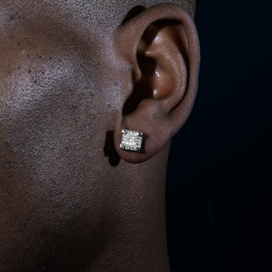 8.2mm 0.55ct Square Cluster Earrings - Moissanite & S925