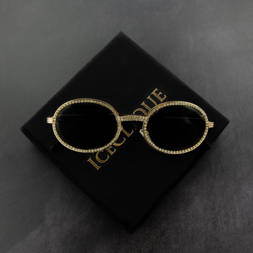 Free Iced Out Oval Glasses - Black Lens - ICECLIQUE JEWELRY