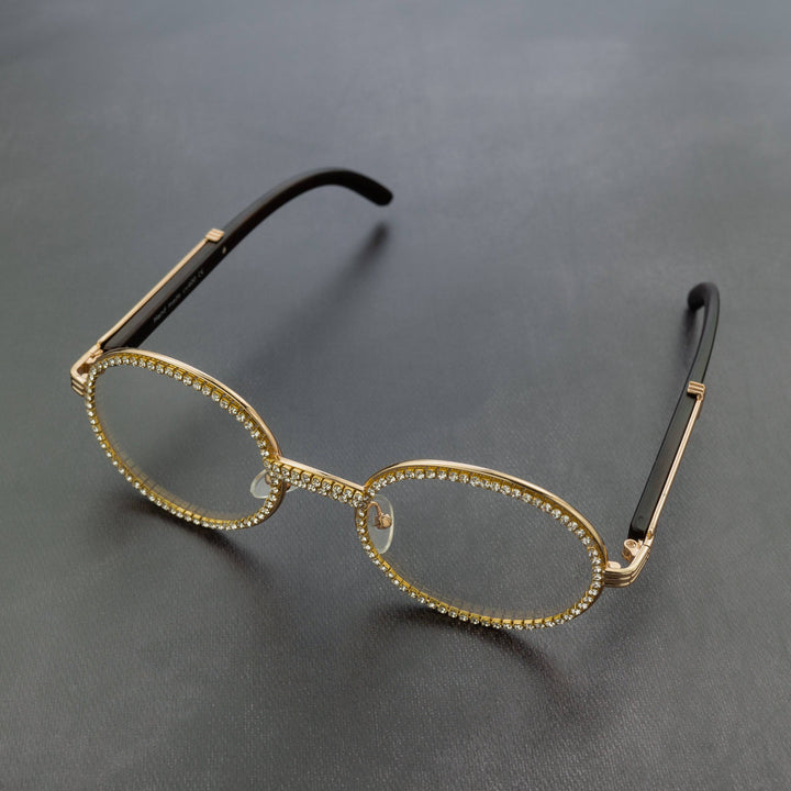 Free Iced Out Oval Glasses - Black Lens - ICECLIQUE JEWELRY
