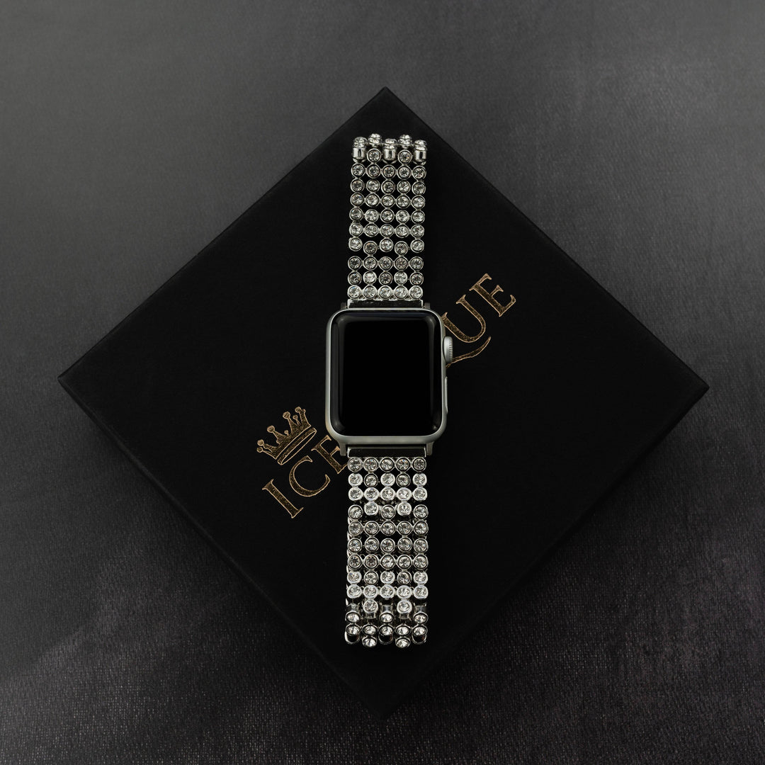 Iced Out Round Setting Apple Watch Band - ICECLIQUE JEWELRY