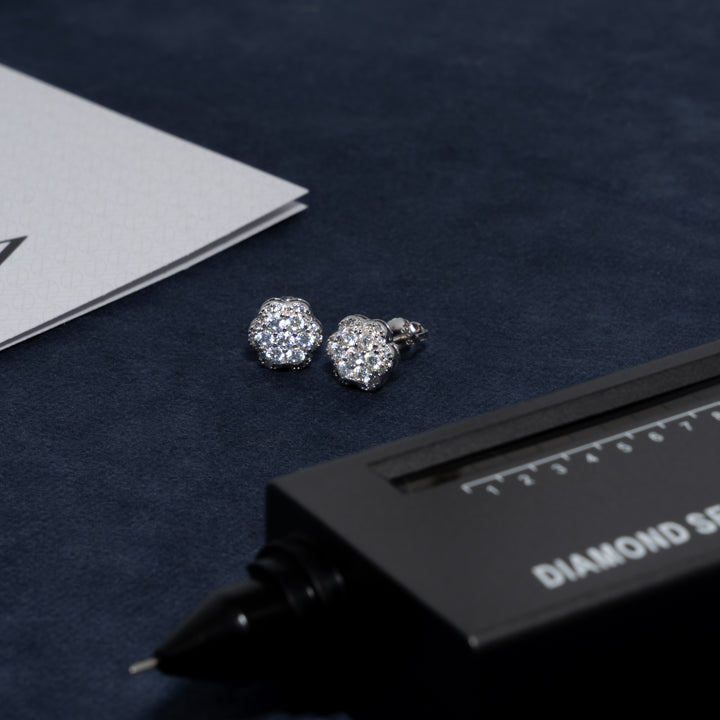 10mm Flower Earrings - Moissanite & S925 - ICECLIQUE JEWELRY
