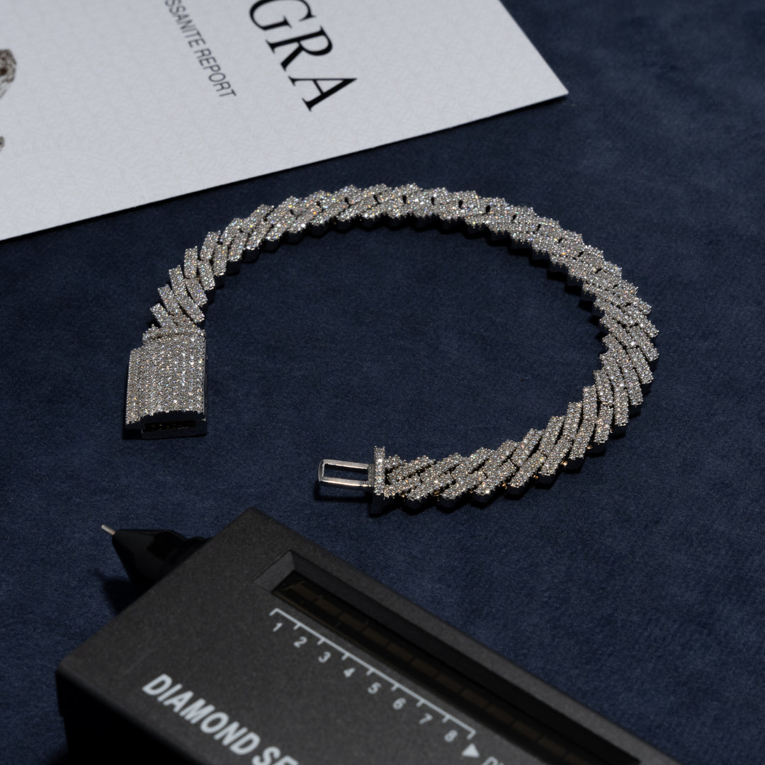 10MM Cuban Bracelet - Moissanite & S925 - ICECLIQUE JEWELRY