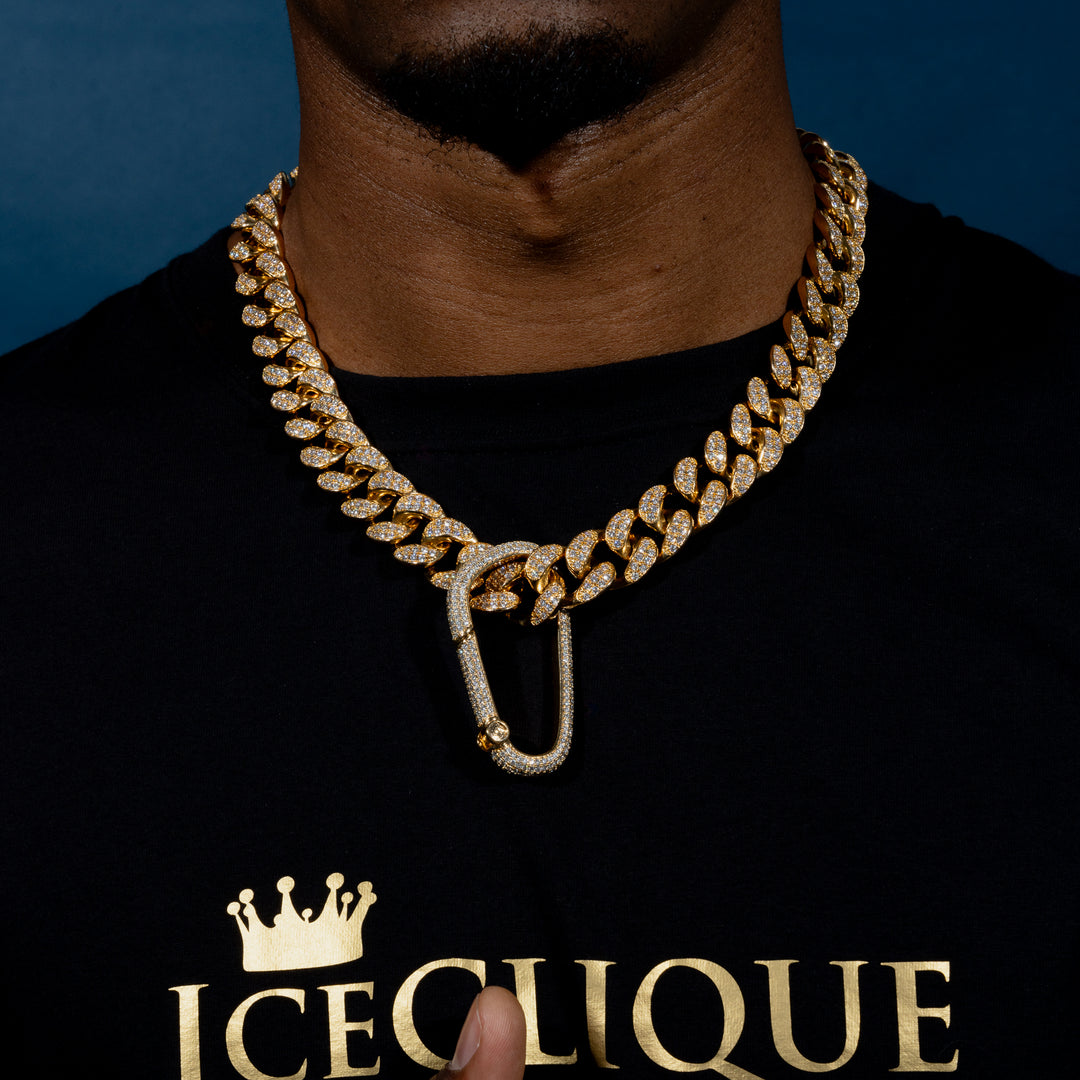 Iced Carabiner Pendant - ICECLIQUE JEWELRY
