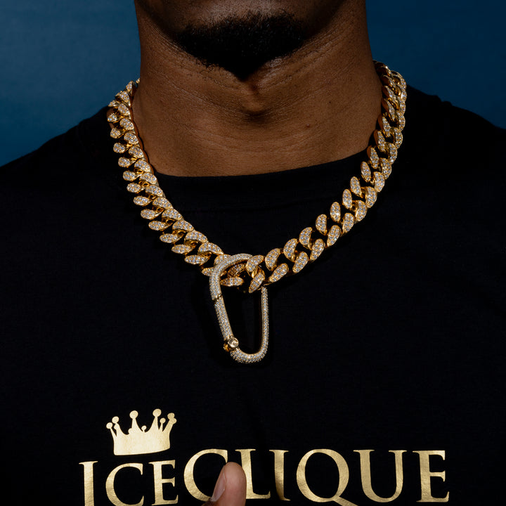 Iced Carabiner Pendant - ICECLIQUE JEWELRY