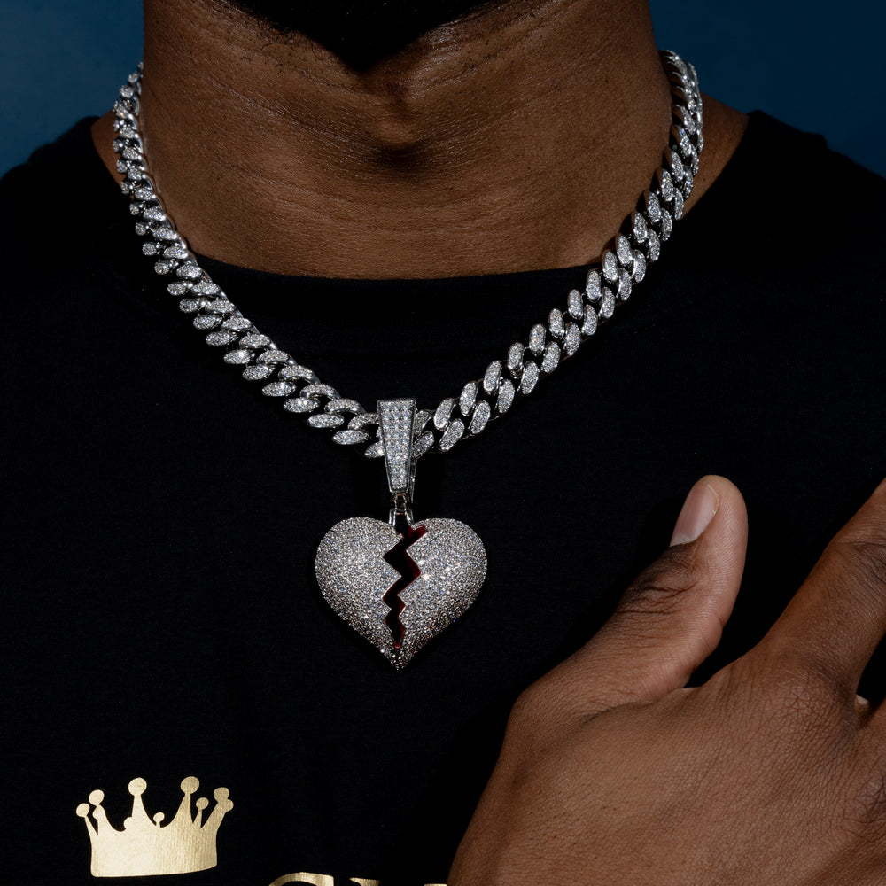 Frozen Heart Pendant w/ 13mm Cuban Chain - ICECLIQUE JEWELRY