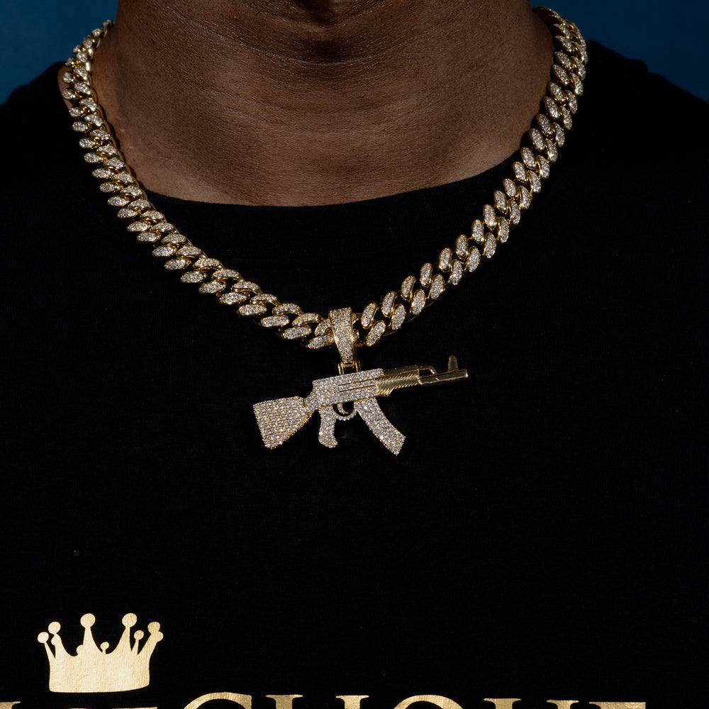 Iced AK47 Pendant - ICECLIQUE JEWELRY