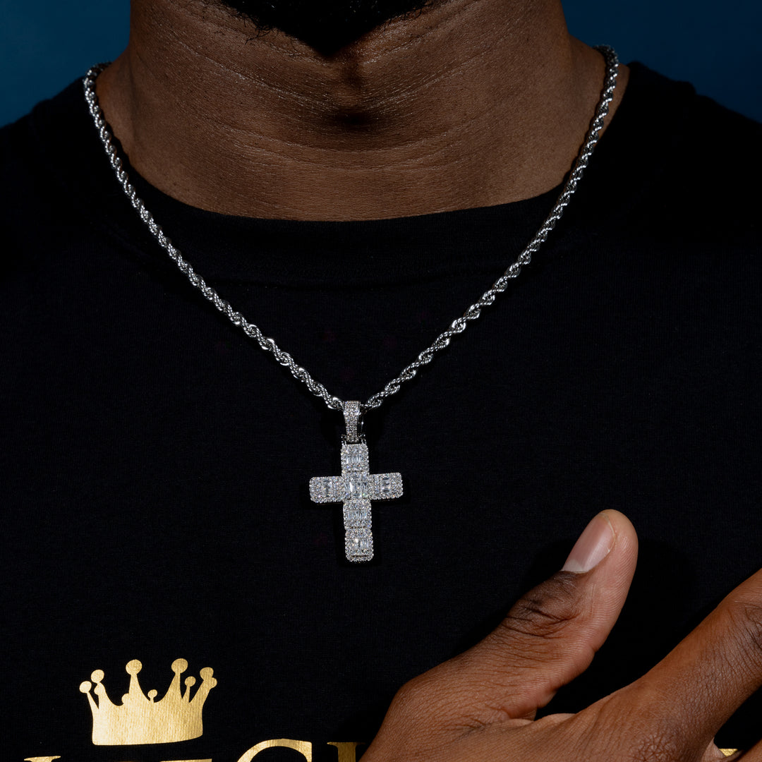 Baguette Cross Pendant - ICECLIQUE JEWELRY