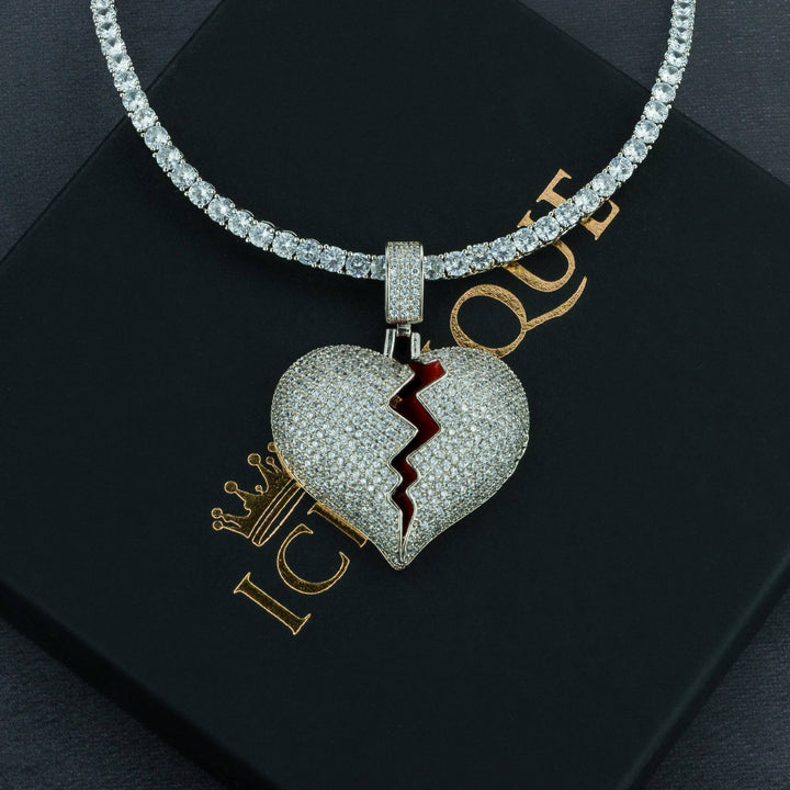 Frozen Heart Pendant w/ 4mm Tennis Chain - ICECLIQUE JEWELRY