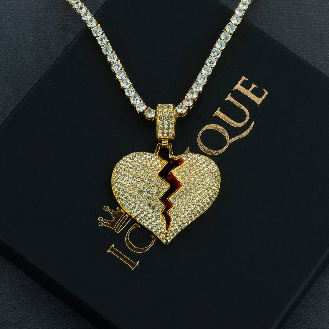 Frozen Heart Pendant w/ 4mm Tennis Chain - ICECLIQUE JEWELRY