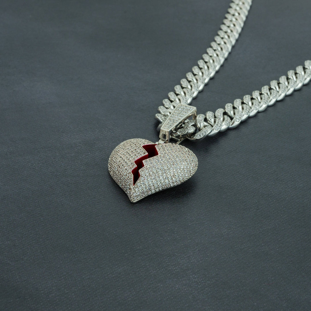 Frozen Heart Pendant w/ 13mm Cuban Chain - ICECLIQUE JEWELRY
