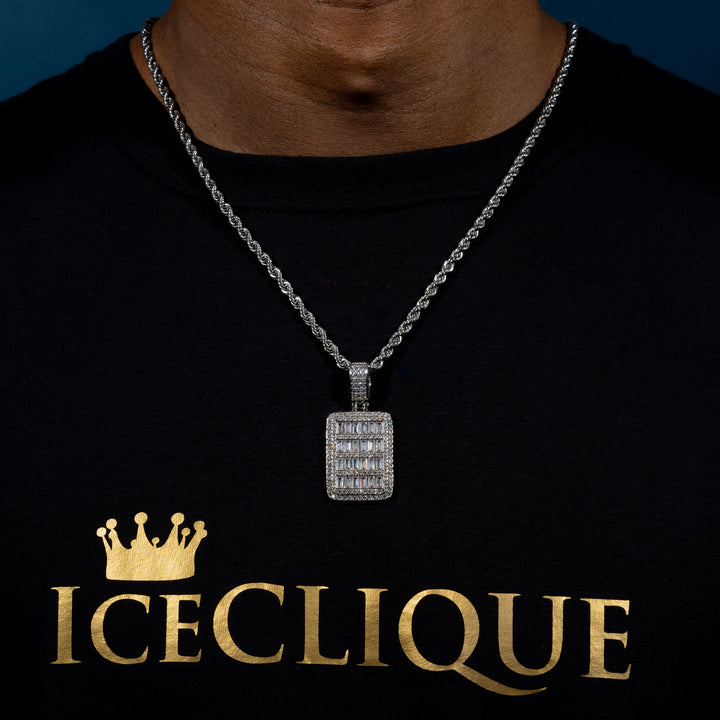 Baguette Dog Tag Pendant - ICECLIQUE JEWELRY