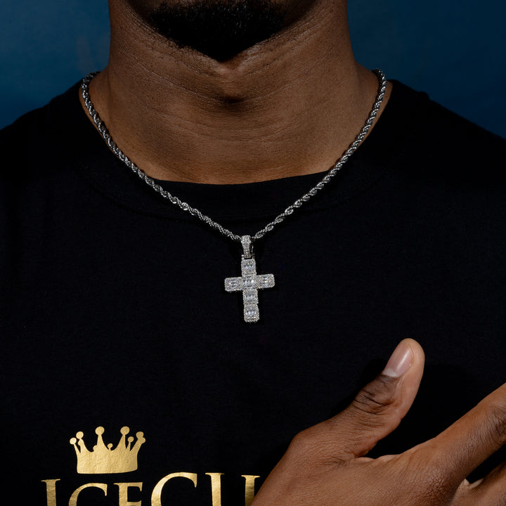 Baguette Cross Pendant - ICECLIQUE JEWELRY