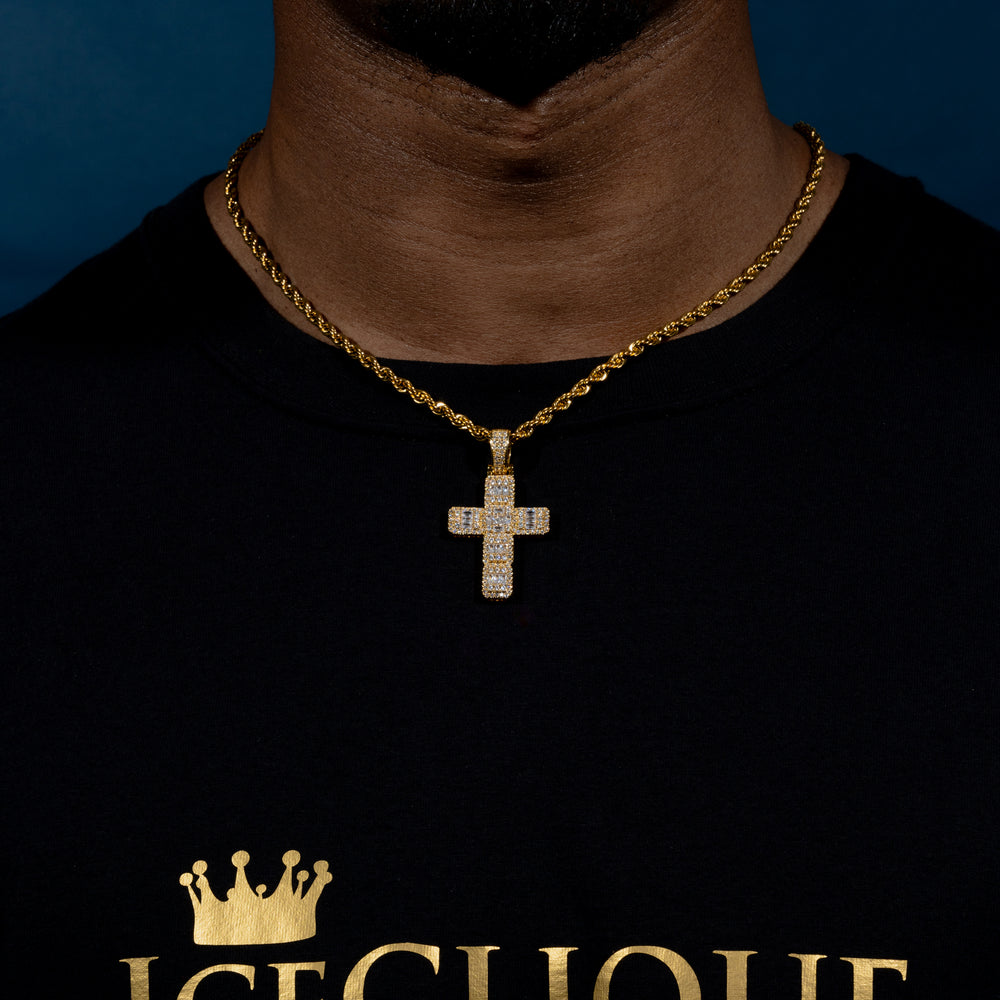 Baguette Cross Pendant - ICECLIQUE JEWELRY