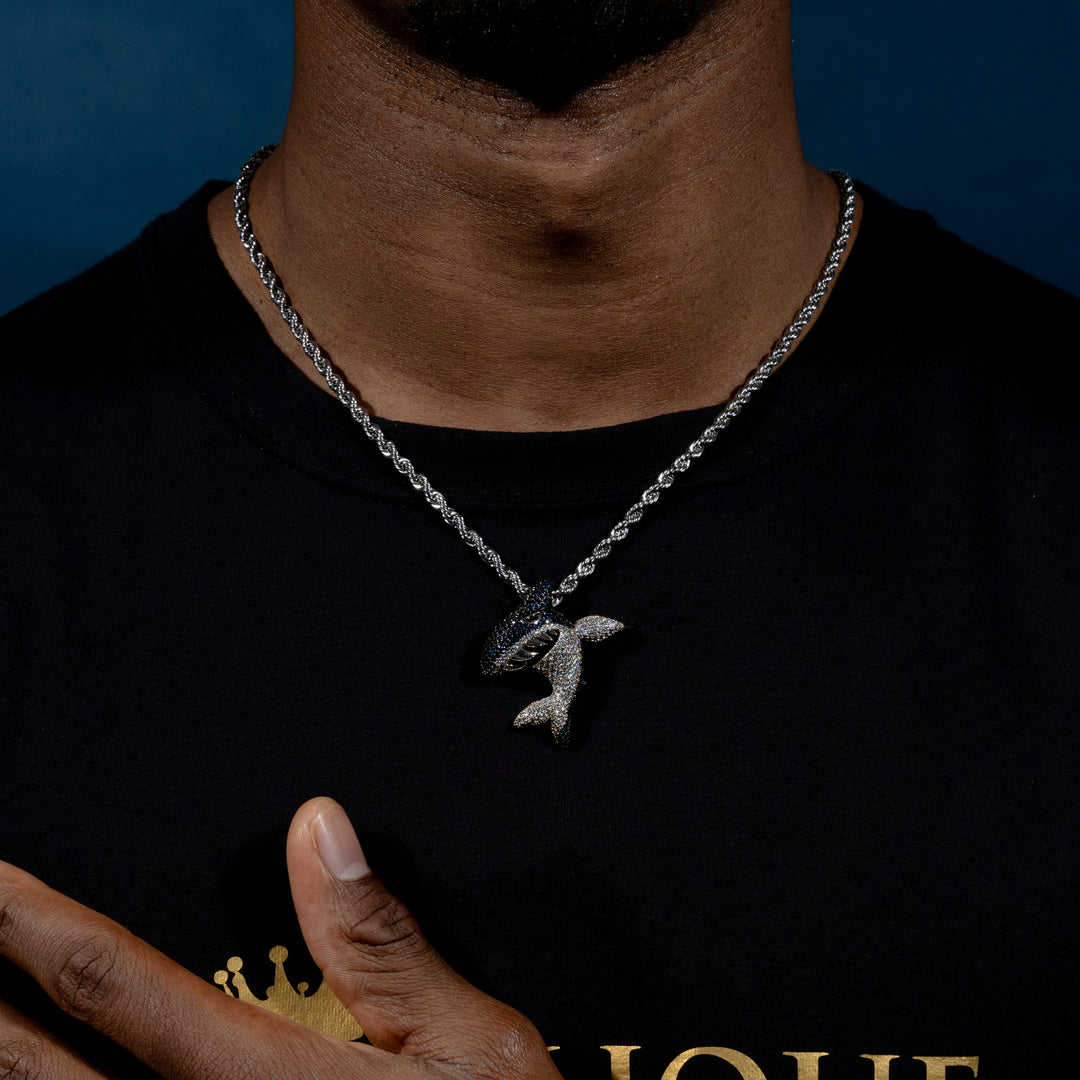 Iced Blue Shark Pendant - ICECLIQUE JEWELRY