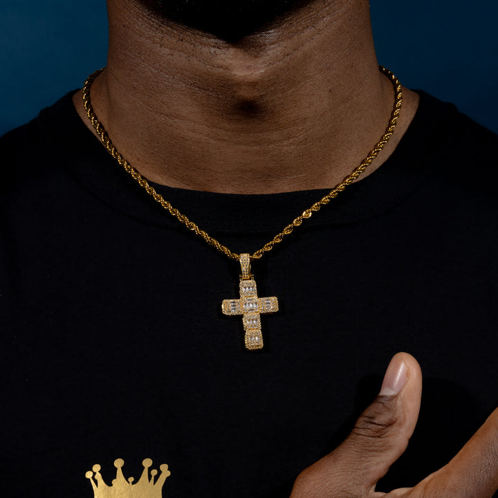 Baguette Cross Pendant - ICECLIQUE JEWELRY