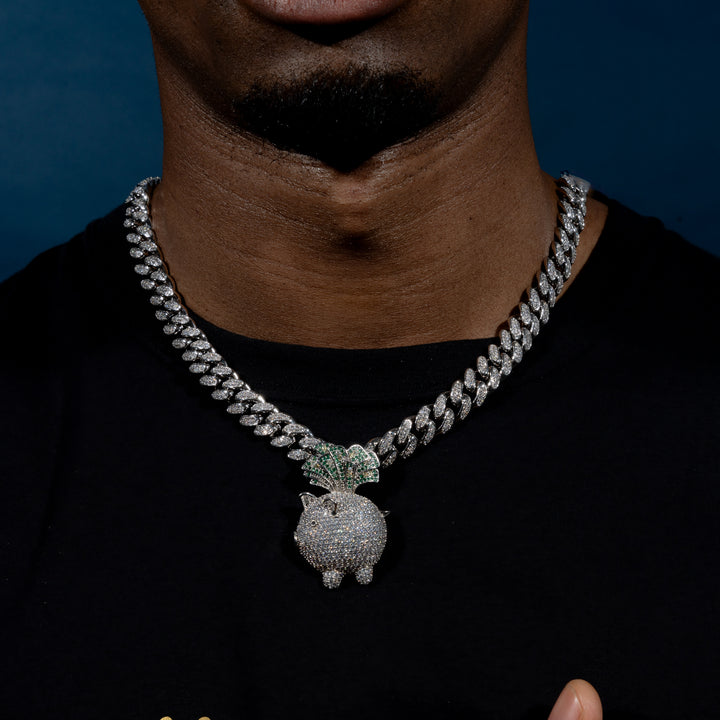 Iced Piggy Bank Pendant - ICECLIQUE JEWELRY