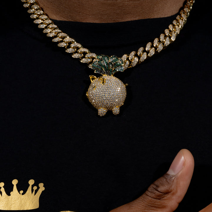 Iced Piggy Bank Pendant - ICECLIQUE JEWELRY