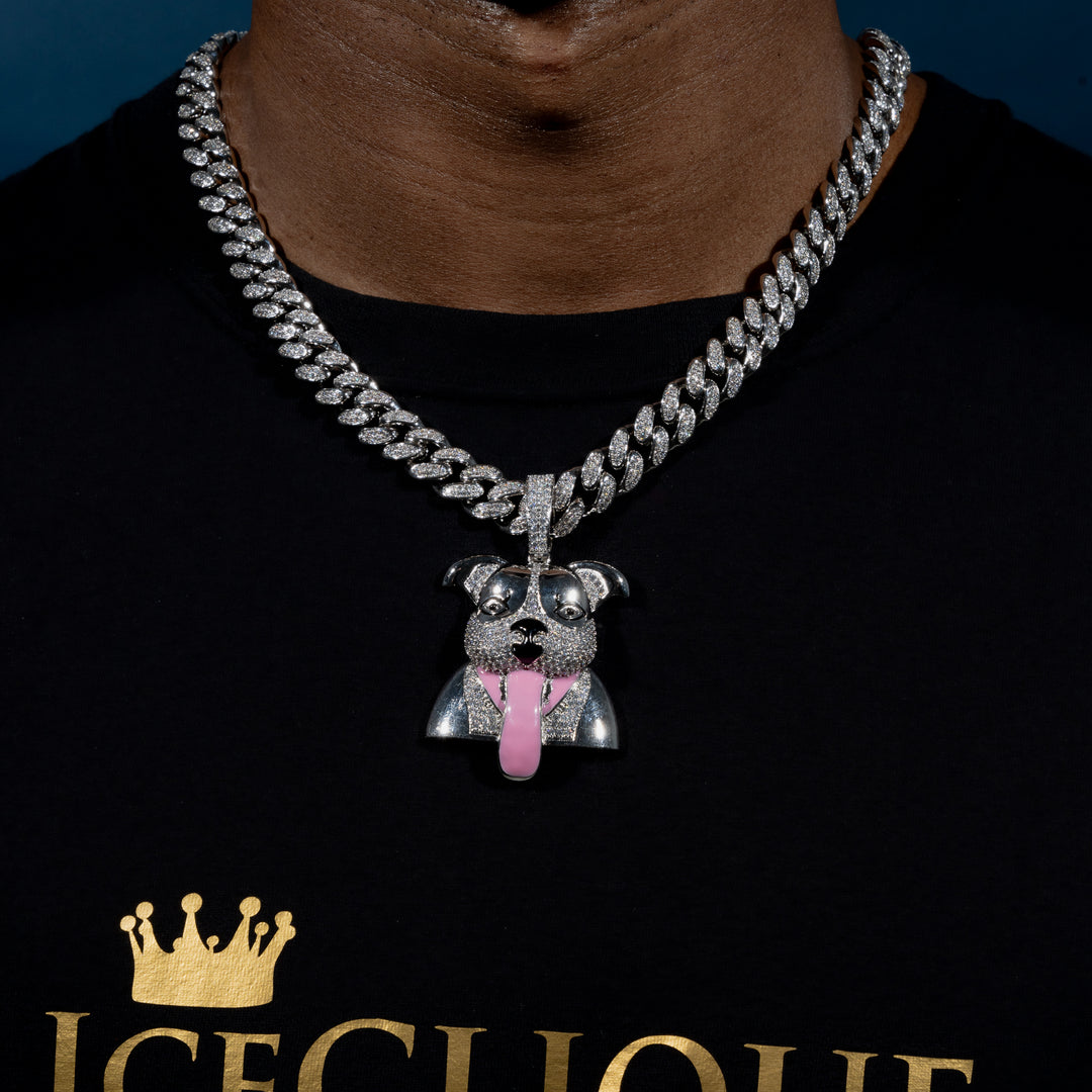 Iced Salivating Dog Pendant - ICECLIQUE JEWELRY