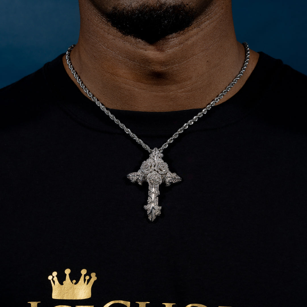 Flower Cross Pendant - ICECLIQUE JEWELRY