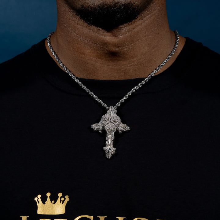 Flower Cross Pendant - ICECLIQUE JEWELRY