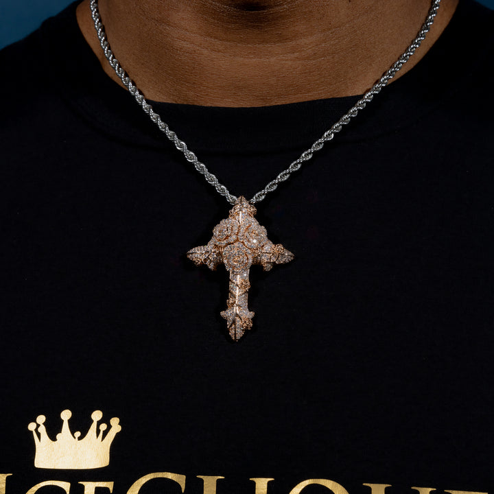 Flower Cross Pendant - ICECLIQUE JEWELRY