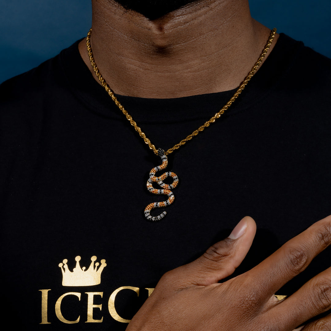 Iced Coral Snake Pendant - ICECLIQUE JEWELRY
