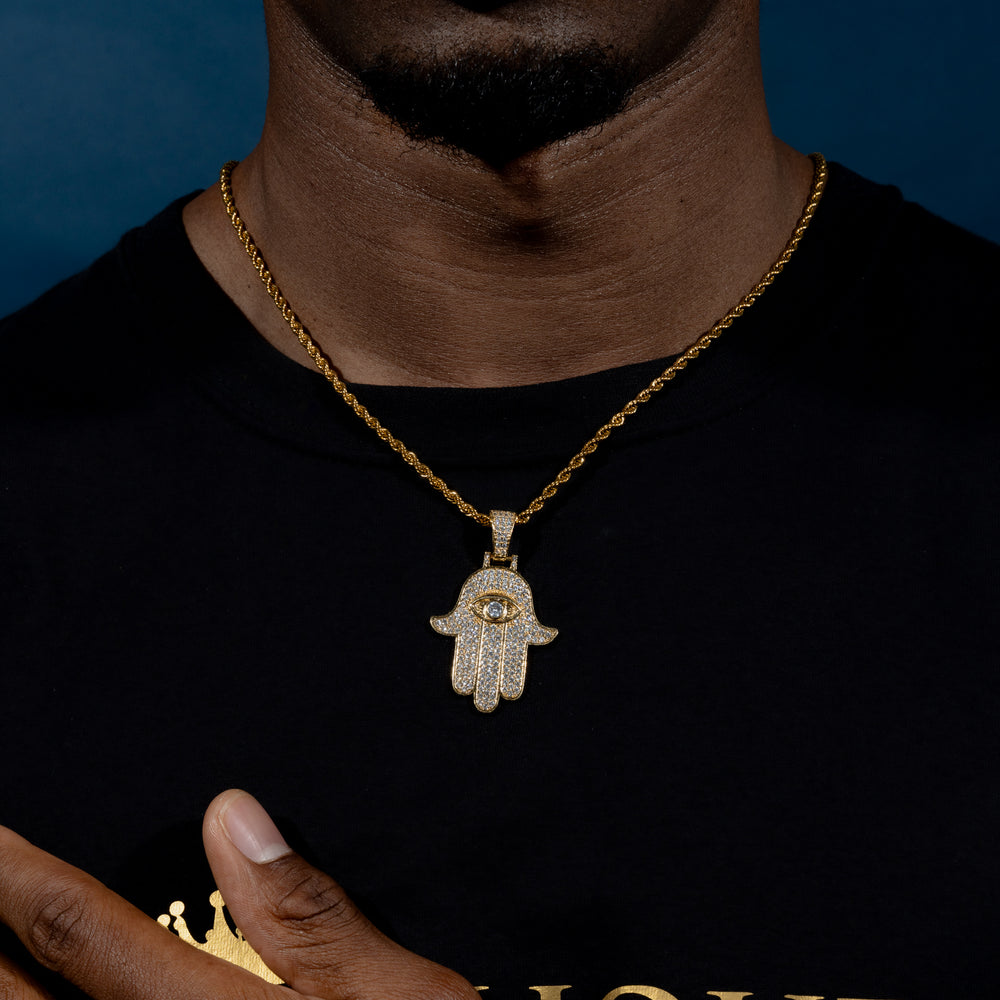 Iced Hamsa Pendant - ICECLIQUE JEWELRY