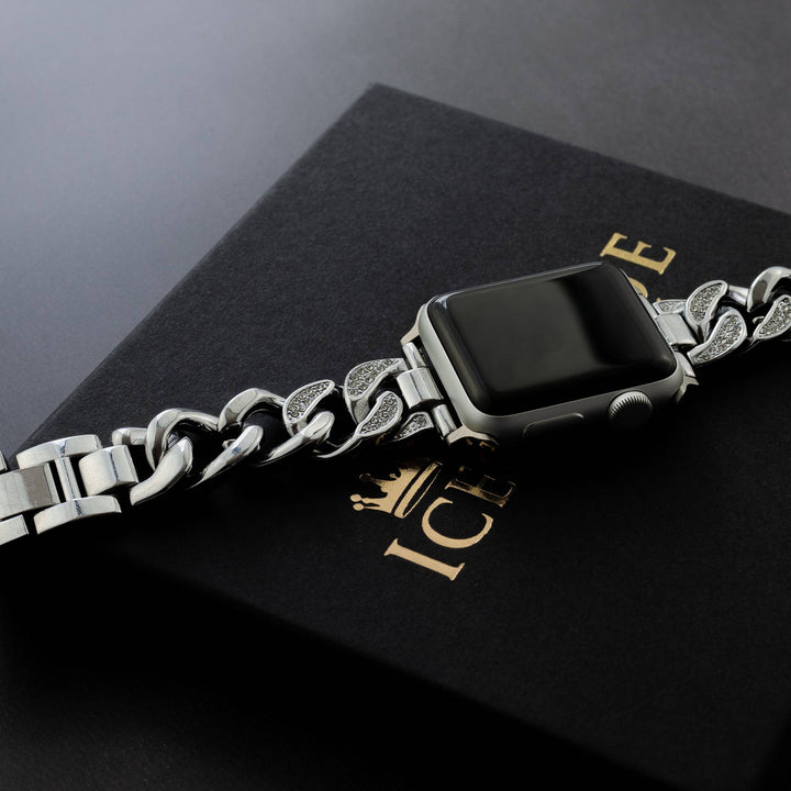 Iced Out Cuban Apple Watch Band - ICECLIQUE JEWELRY