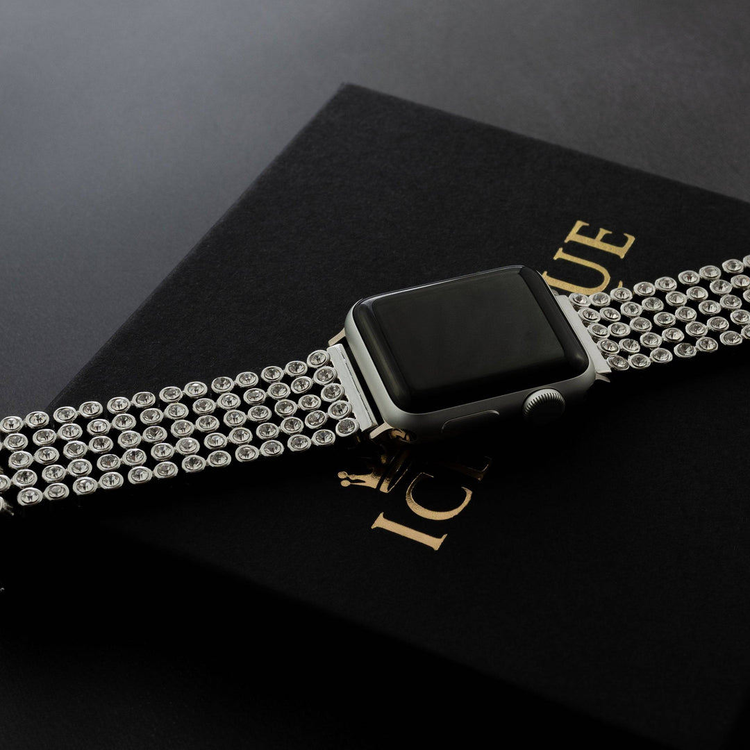 Iced Out Round Setting Apple Watch Band - ICECLIQUE JEWELRY