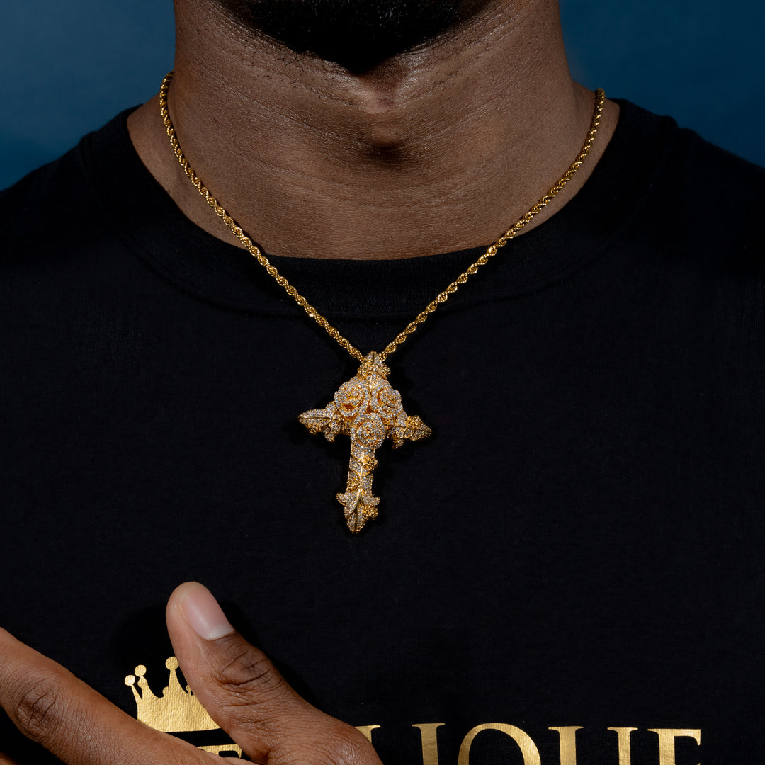 Flower Cross Pendant - ICECLIQUE JEWELRY