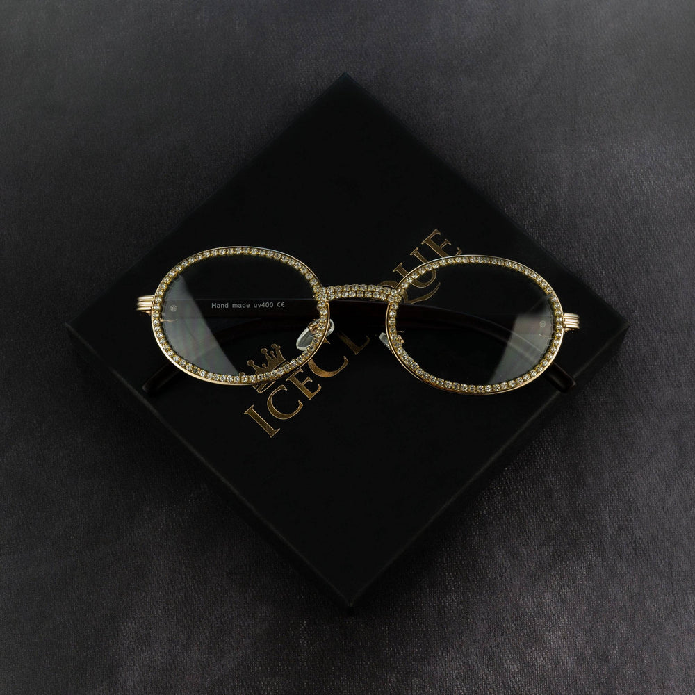 Free Iced Out Oval Glasses - Black Lens - ICECLIQUE JEWELRY
