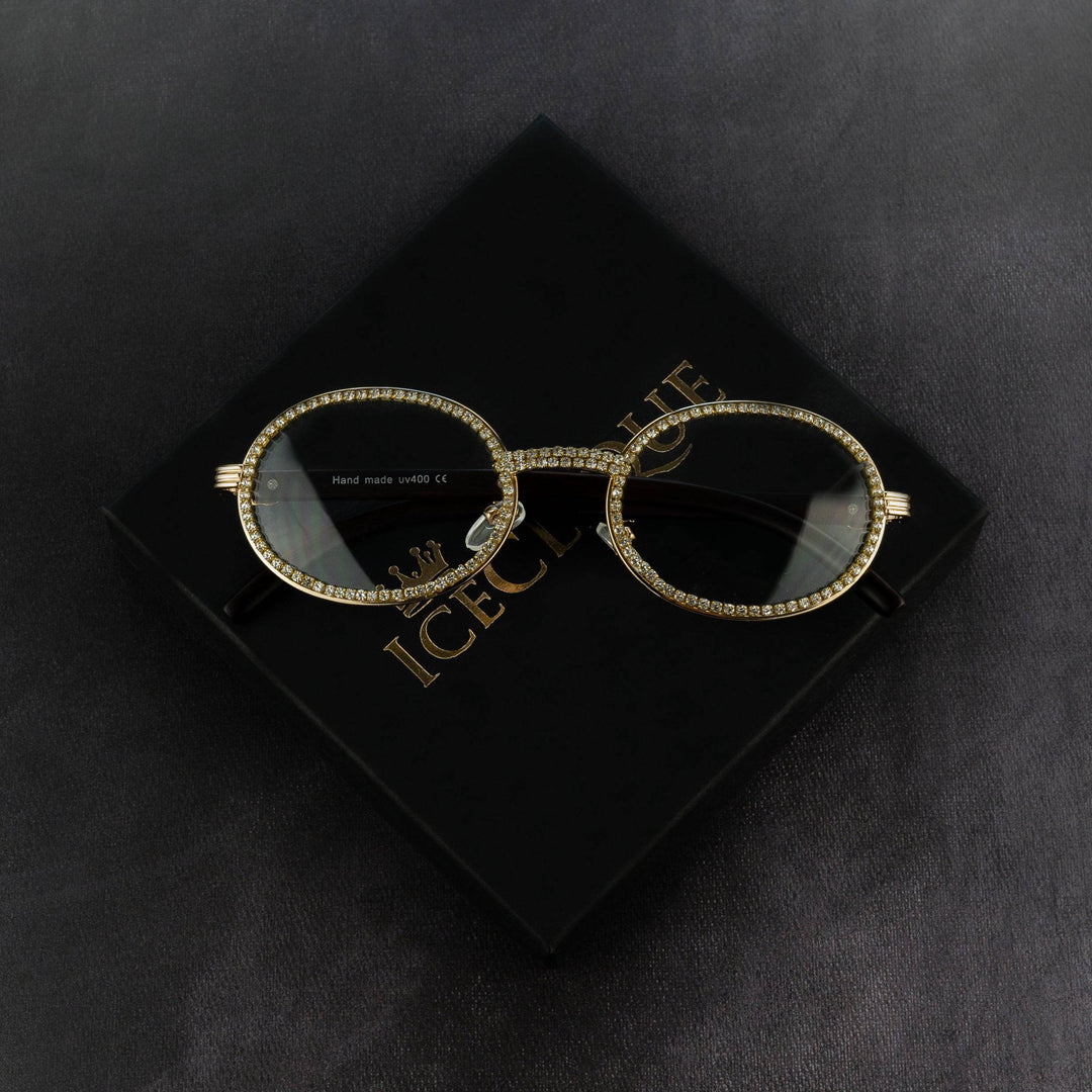 Free Iced Out Oval Glasses - Black Lens - ICECLIQUE JEWELRY