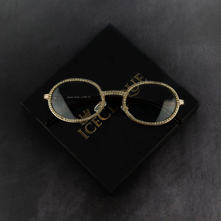 Free Iced Out Oval Glasses - Black Lens - ICECLIQUE JEWELRY