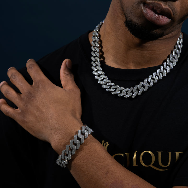 20mm Prong Chain & Prong Bracelet Bundle - ICECLIQUE JEWELRY