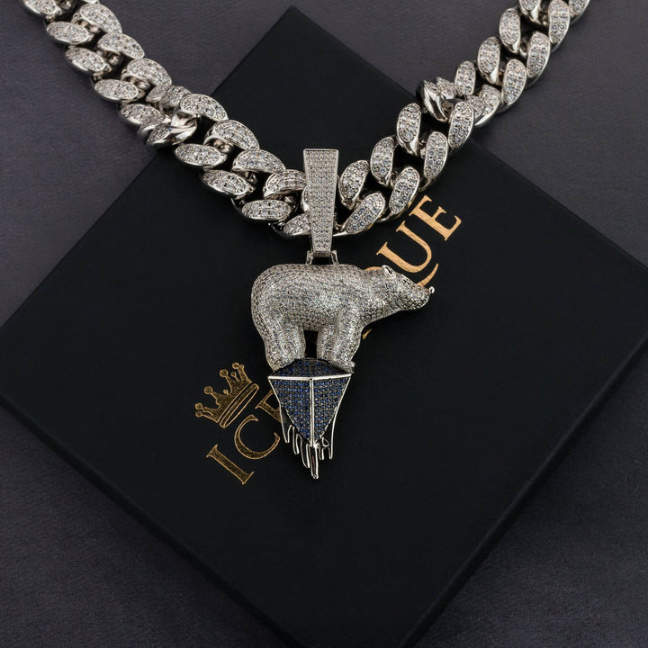 Iced Polar Bear Pendant w/ 20mm Cuban Chain - ICECLIQUE JEWELRY