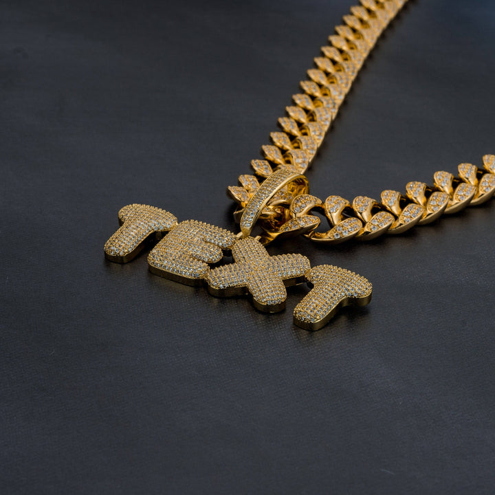 Custom Bubble Letter Pendant w/ 20mm Cuban Chain - ICECLIQUE JEWELRY